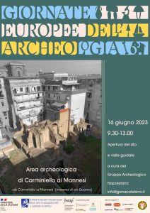 Per le Giornate Europee dell’Archeologia, venerdì 16 giugno, apertura straordinaria del sito di Carminiello ai Mannesi e incontro in Sala Assoli